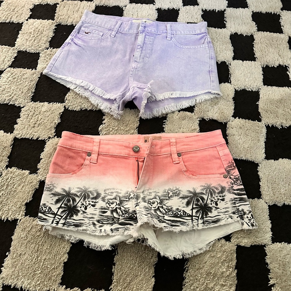Roxy Pink and Lavender Jean Shorts Set
